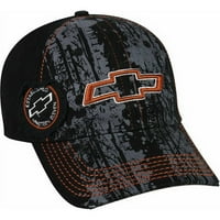 Chevy црно -портокалово лого се протегаат капа, црна и портокалова боја