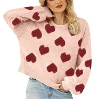Womeубовна шема на Wotит, плетена џемпер, тркалезен врат со долг ракав мек мазен џемпер женски џемпери
