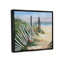 Крајбрежна ограда од плажа песочна патека крајбрежна сликарство авион црно врамен уметнички печатен wallид уметност