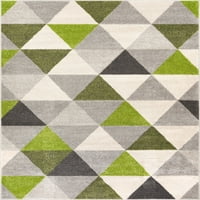 Добро ткаена мистика Алвин со модерна геометриска зелена геометриска зелена 3'11 5'3