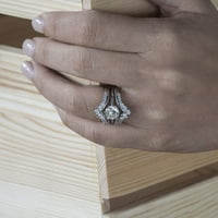 0. КТ. Филигран гроздобер стража за венчален прстен со кубна цирконија поставена во сребро од сребро