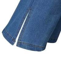 слаби искинати фармерки од дното на ѕвончето за жени класични жан панталони со висок струк женски западен жан