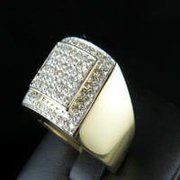 10K жолто злато вистински дијамантски машка плоштад розова ангажман прстен 1,50CT