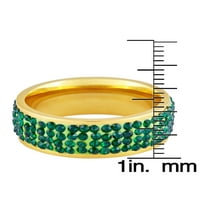 Крајбрежен накит зелени кристални камења злато позлатен прстен од не'рѓосувачки челик